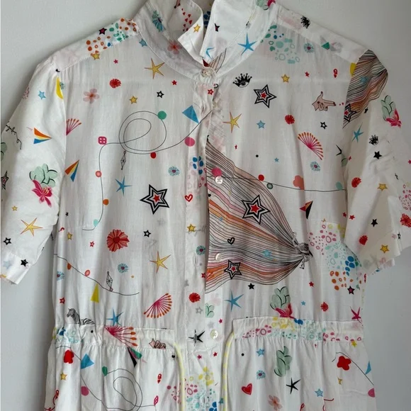 Vilagallo White Cream Buttoned Sundress - Picture 3 of 7